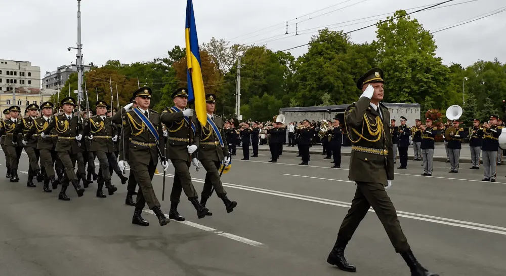 Українські військові пройшли на параді в Молдові до Дня Незалежності