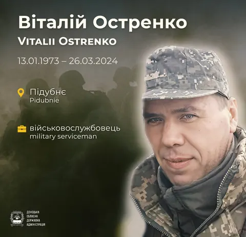 Капітан Віталій Остренко загинув на Донеччині: посмертна нагорода