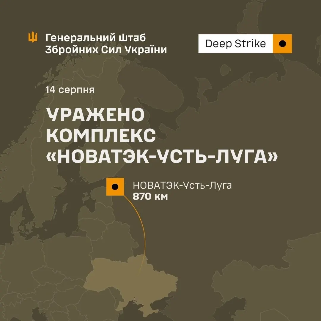 Сили оборони уразили комплекс «НОВАТЕК-Усть-Луга» в Ленінградській області