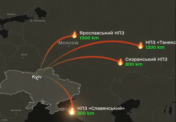 Міноборони: удари по НПЗ і аеродрому рф завдали мільярдних збитків