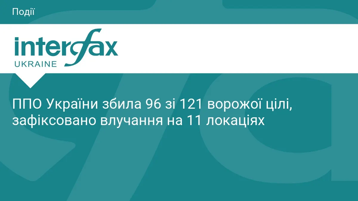 Сили ППО збили 96 зі 121 цілі, є влучання на 11 локаціях
