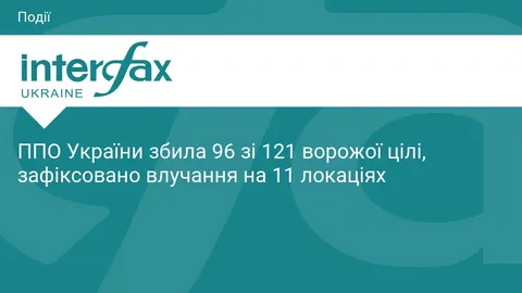 Сили ППО збили 96 зі 121 цілі, є влучання на 11 локаціях